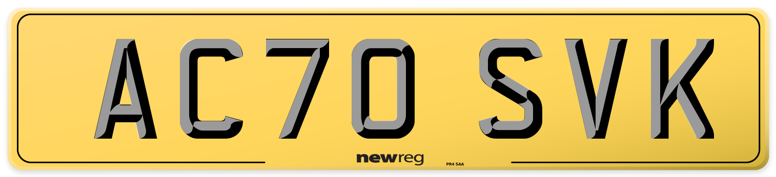 AC70 SVK Rear Number Plate
