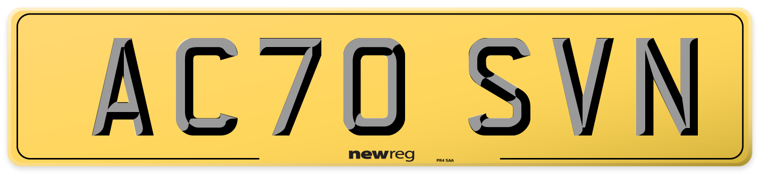 AC70 SVN Rear Number Plate