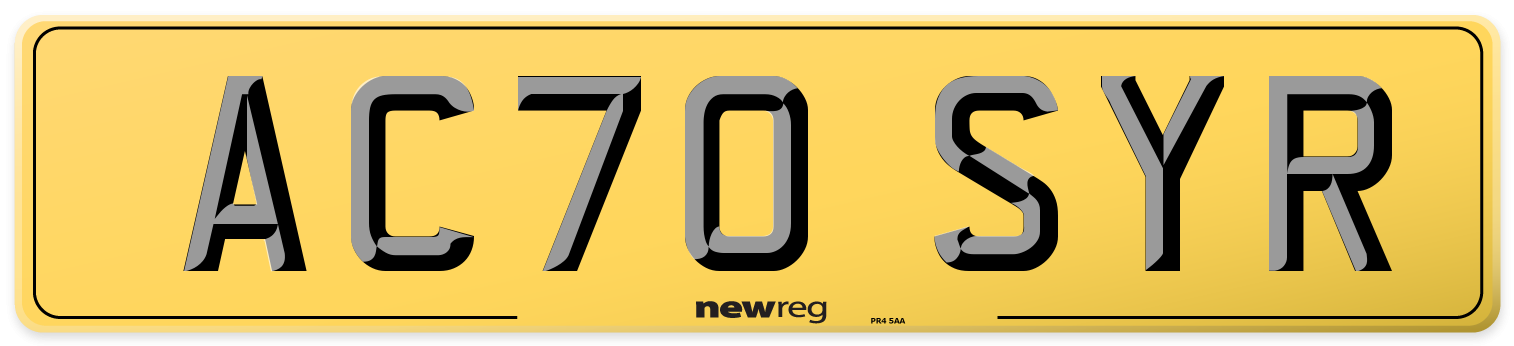 AC70 SYR Rear Number Plate