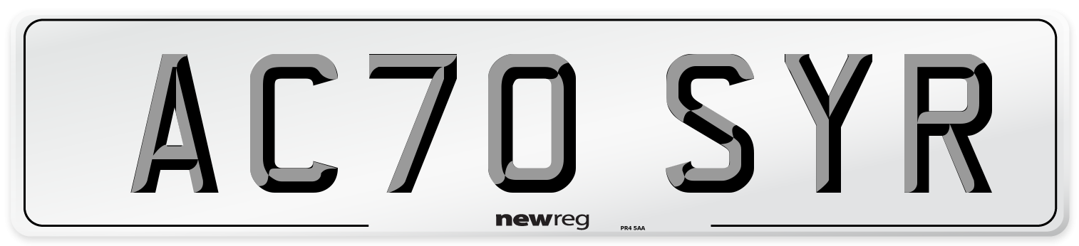 AC70 SYR Front Number Plate