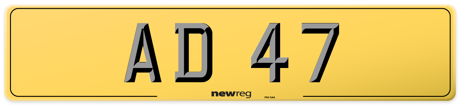 AD 47 Rear Number Plate