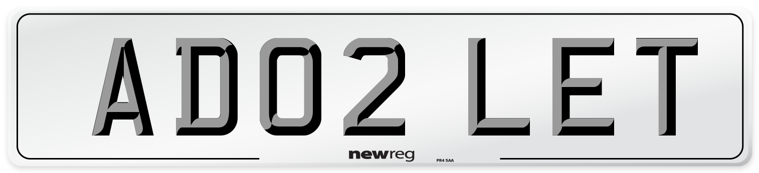 AD02 LET Front Number Plate