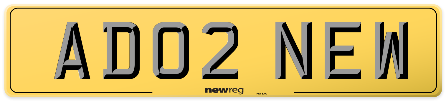 AD02 NEW Rear Number Plate