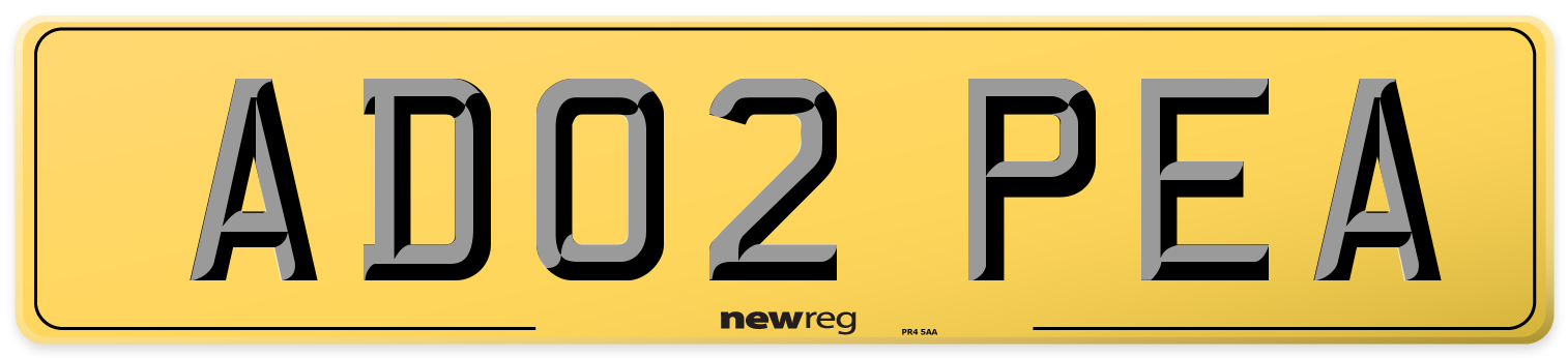 AD02 PEA Rear Number Plate