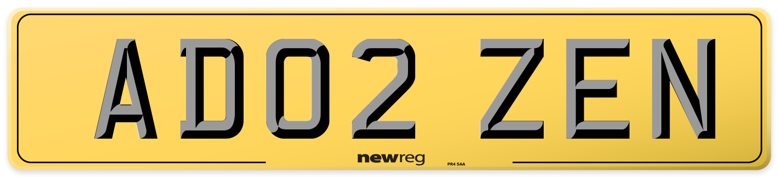 AD02 ZEN Rear Number Plate