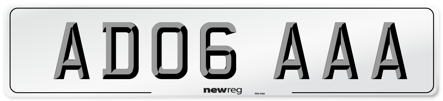 AD06 AAA Front Number Plate