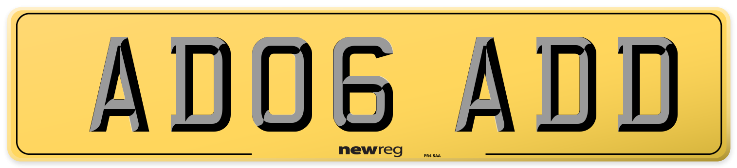 AD06 ADD Rear Number Plate