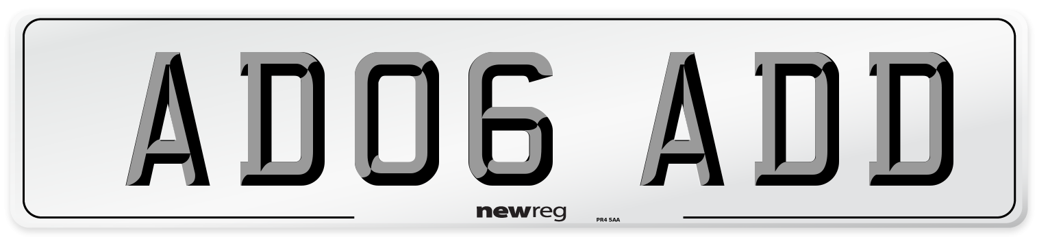 AD06 ADD Front Number Plate