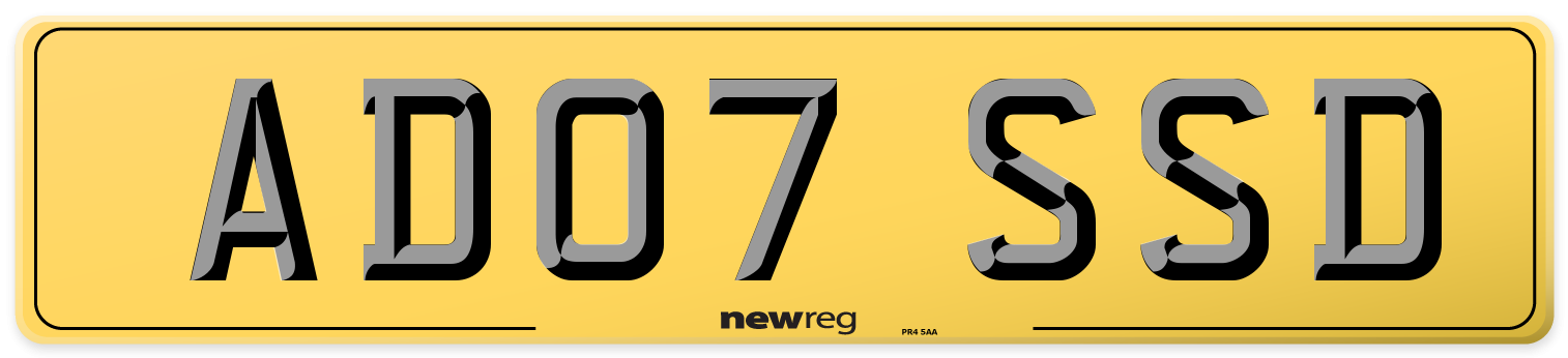 AD07 SSD Rear Number Plate