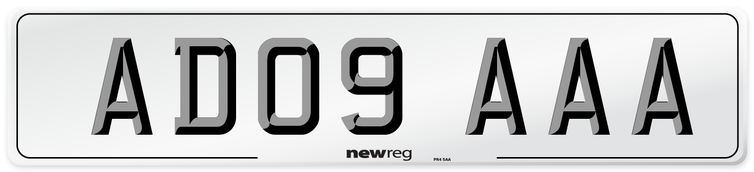 AD09 AAA Front Number Plate