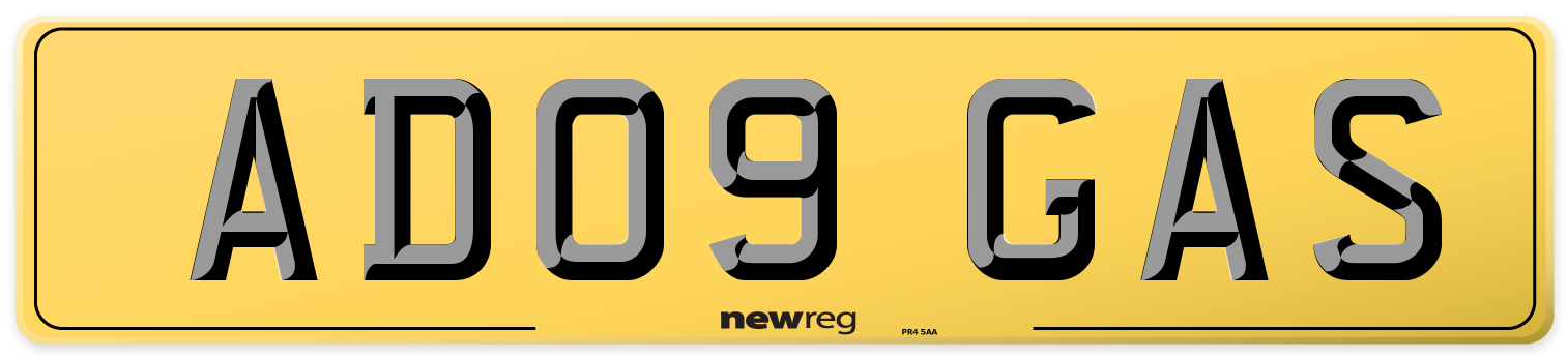 AD09 GAS Rear Number Plate