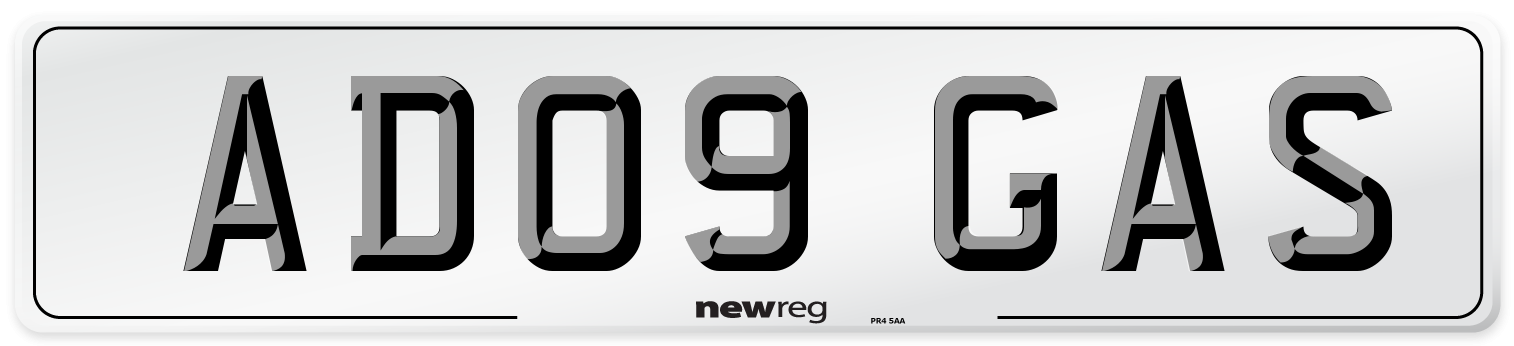 AD09 GAS Front Number Plate