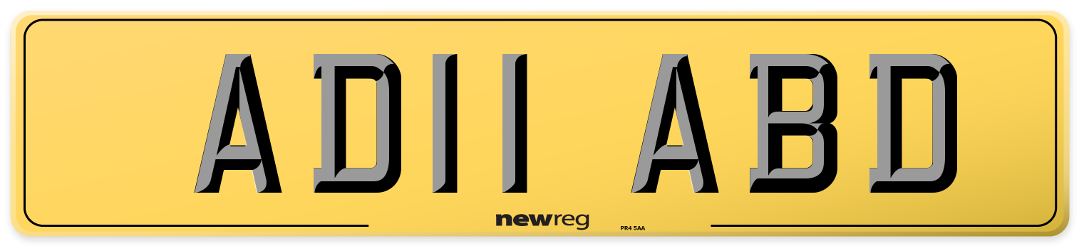 AD11 ABD Rear Number Plate