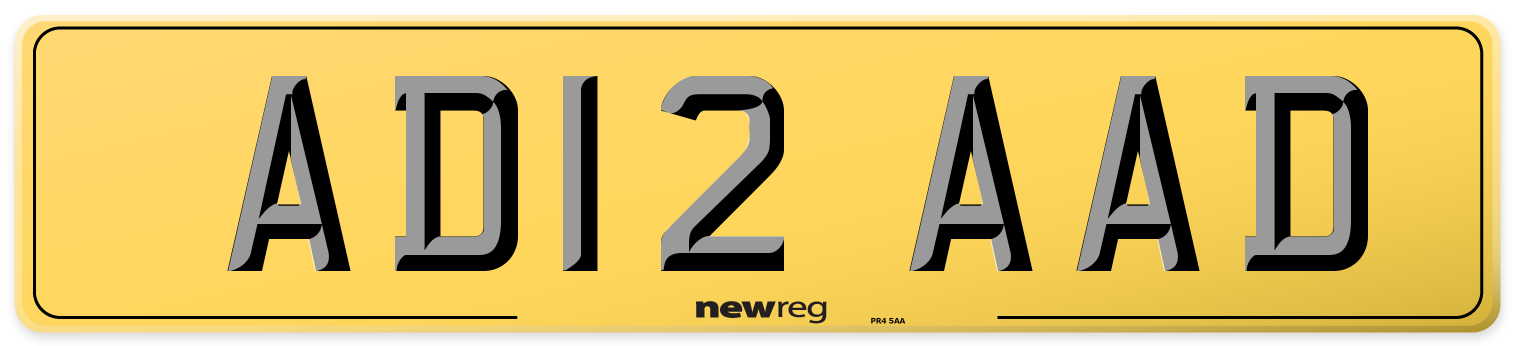 AD12 AAD Rear Number Plate