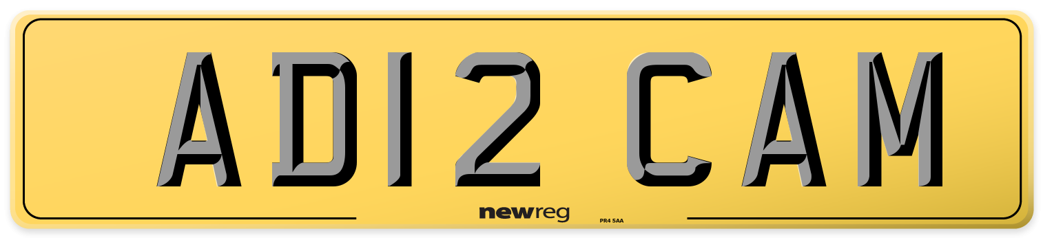 AD12 CAM Rear Number Plate