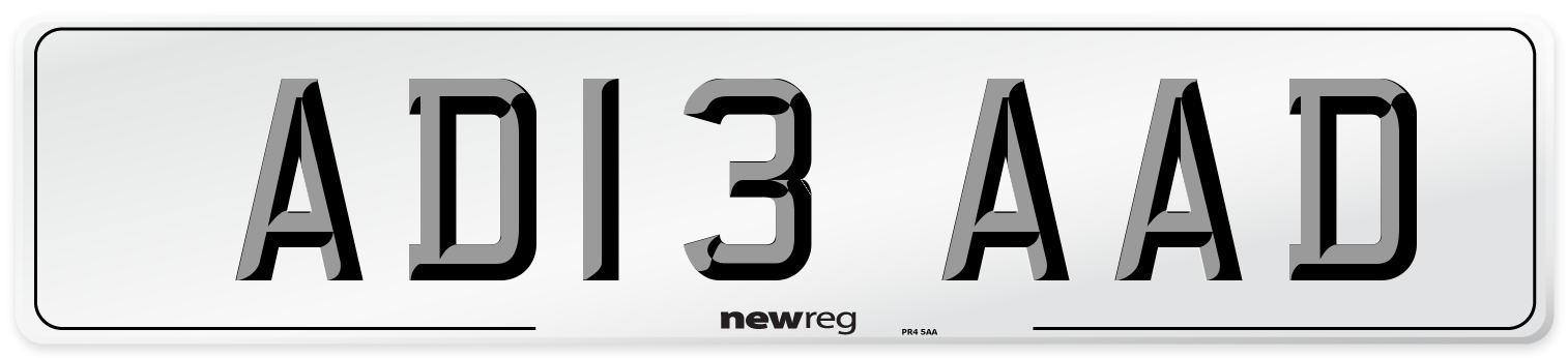 AD13 AAD Front Number Plate