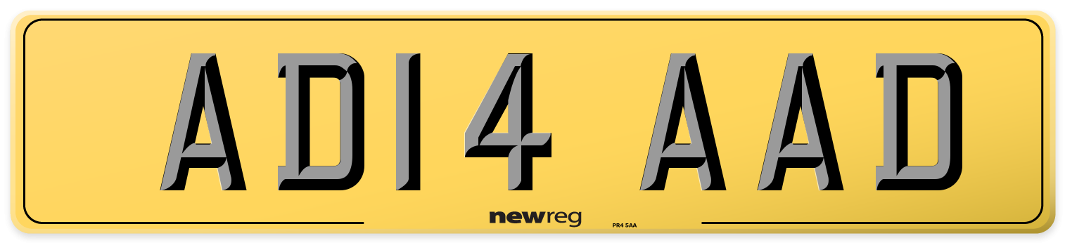 AD14 AAD Rear Number Plate