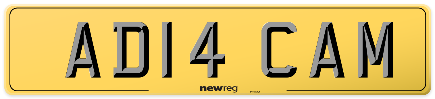 AD14 CAM Rear Number Plate