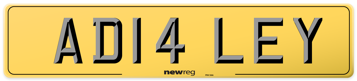 AD14 LEY Rear Number Plate