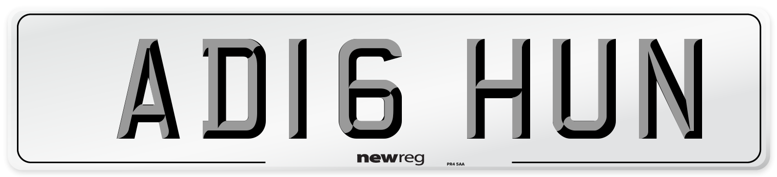 AD16 HUN Front Number Plate