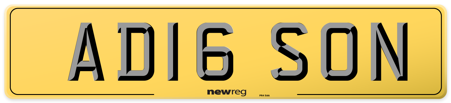 AD16 SON Rear Number Plate