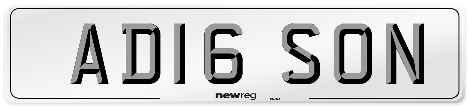 AD16 SON Front Number Plate