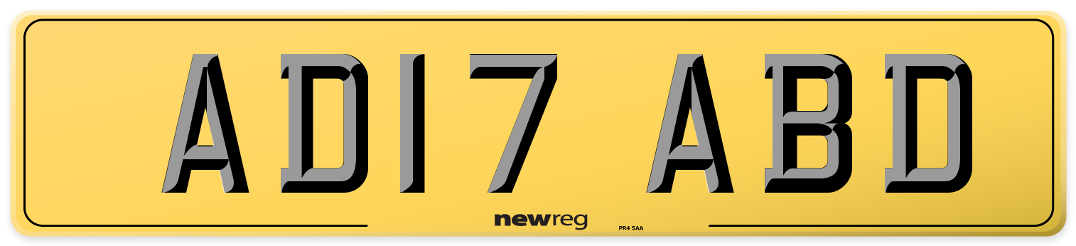 AD17 ABD Rear Number Plate