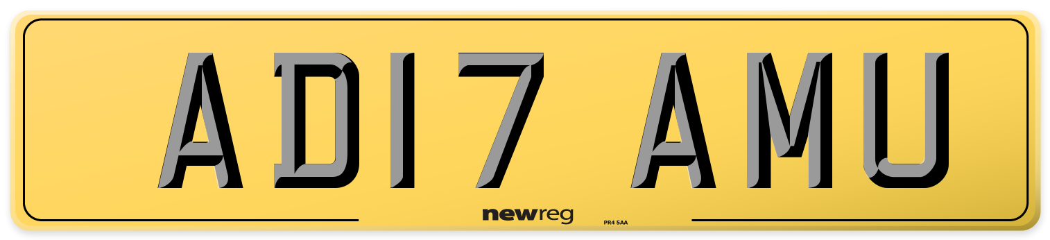 AD17 AMU Rear Number Plate