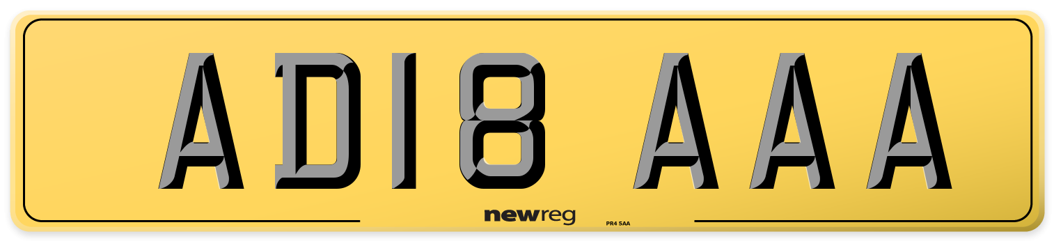 AD18 AAA Rear Number Plate