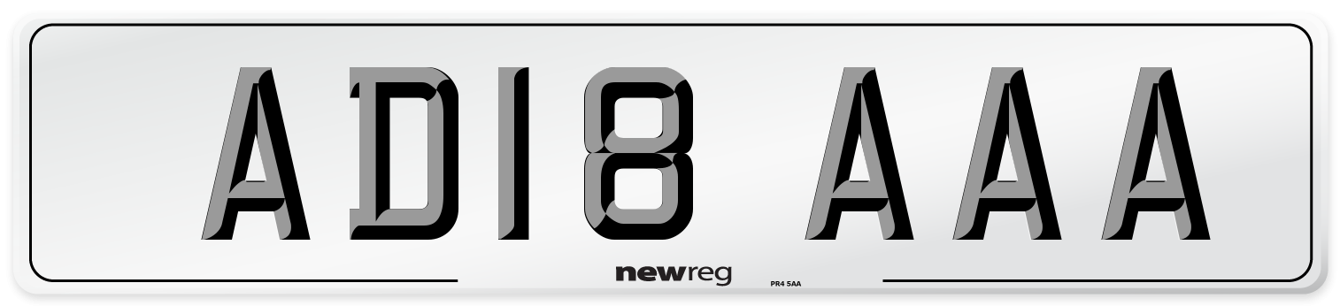 AD18 AAA Front Number Plate