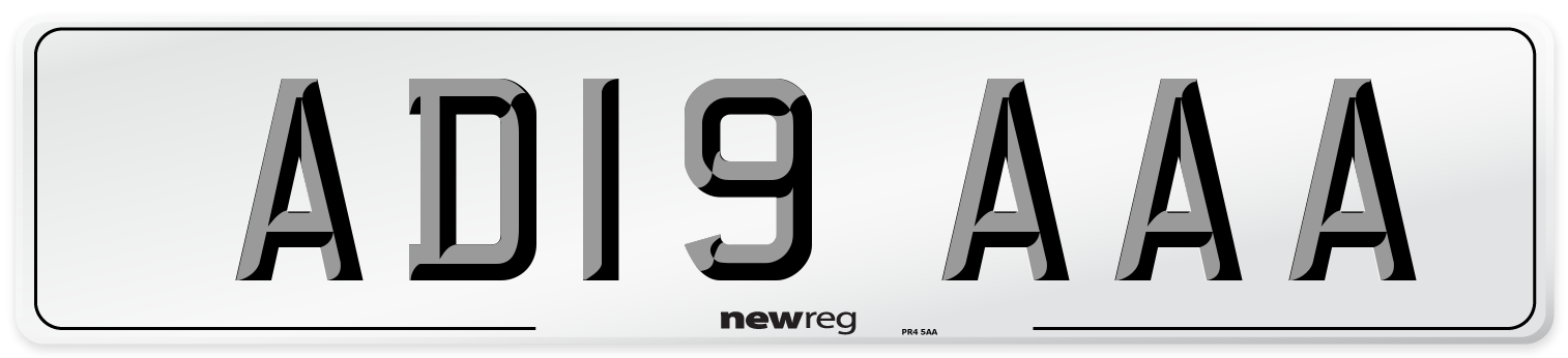 AD19 AAA Front Number Plate