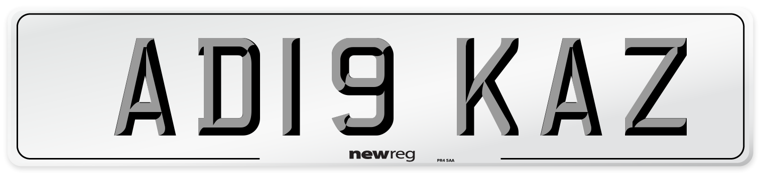 AD19 KAZ Front Number Plate
