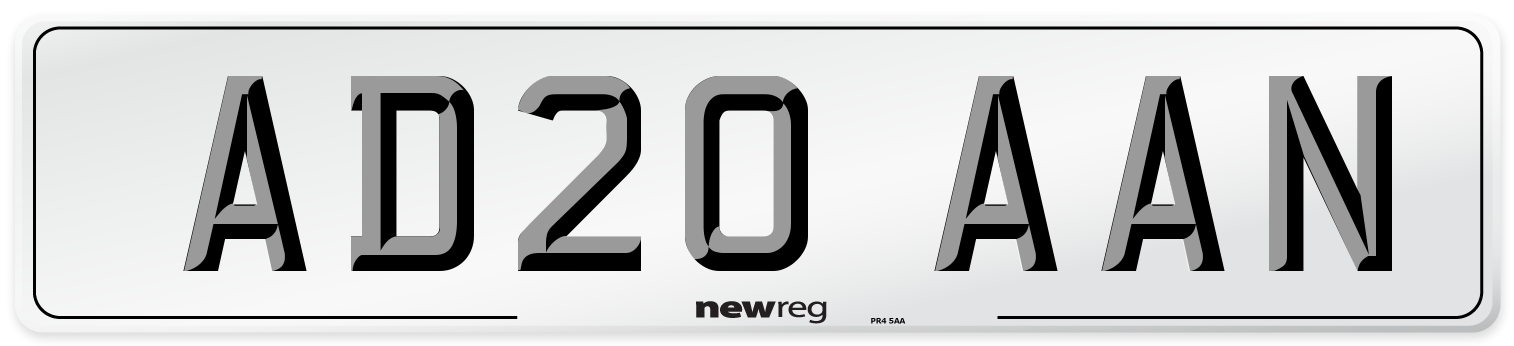 AD20 AAN Front Number Plate