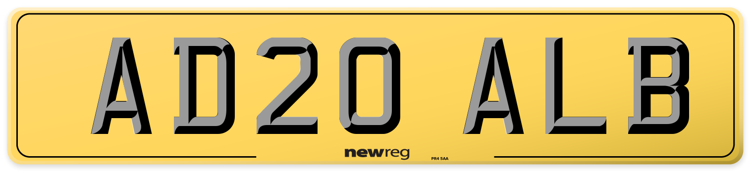 AD20 ALB Rear Number Plate