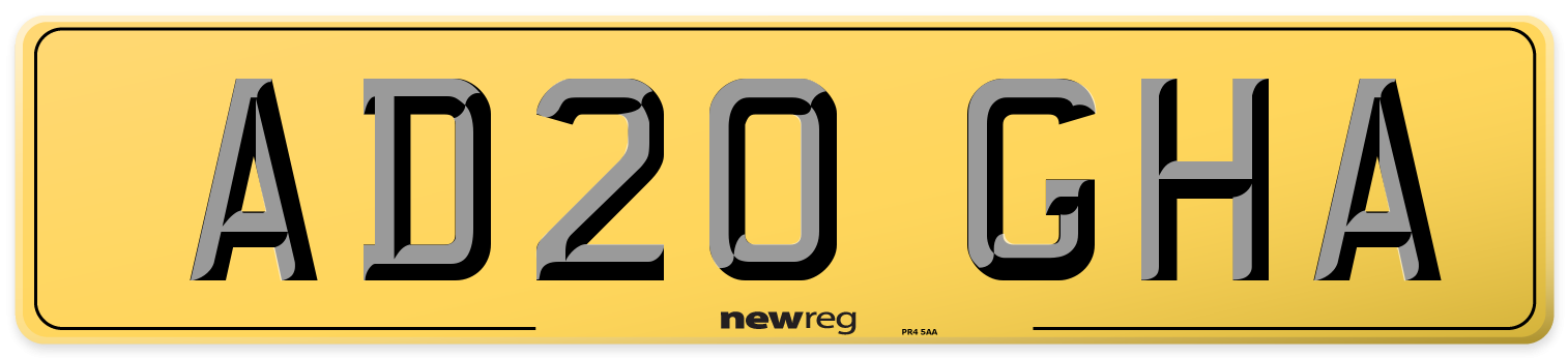 AD20 GHA Rear Number Plate