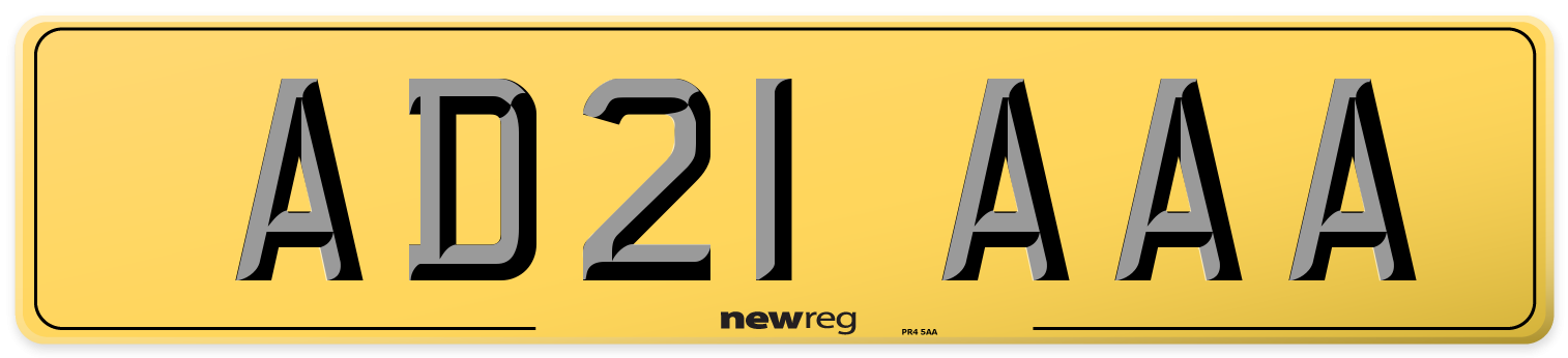 AD21 AAA Rear Number Plate