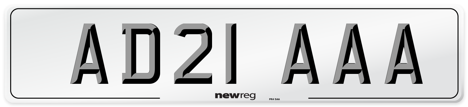 AD21 AAA Front Number Plate
