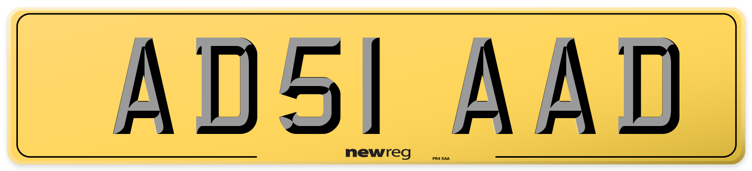 AD51 AAD Rear Number Plate