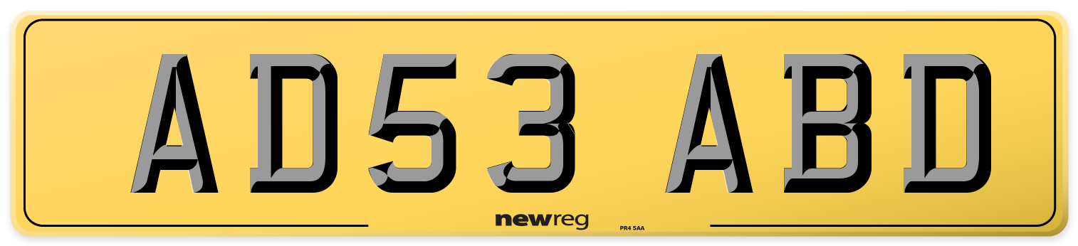 AD53 ABD Rear Number Plate
