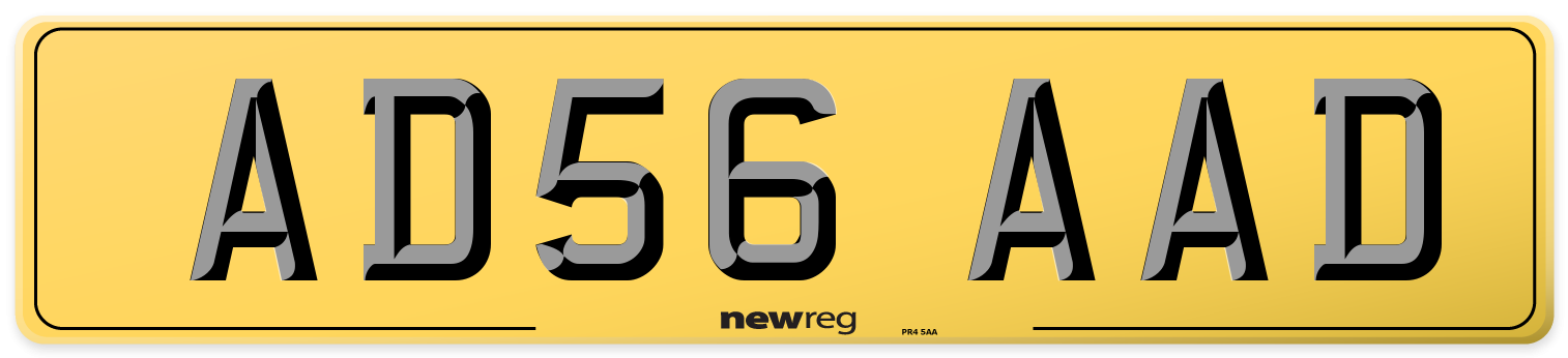 AD56 AAD Rear Number Plate