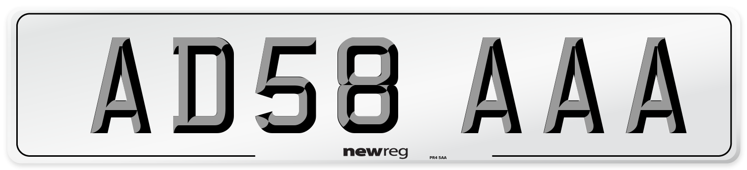 AD58 AAA Front Number Plate