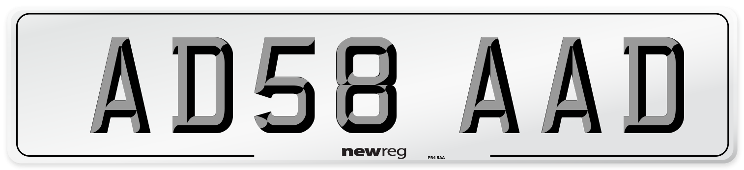 AD58 AAD Front Number Plate