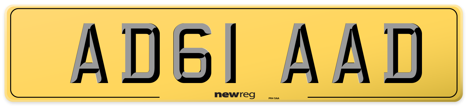 AD61 AAD Rear Number Plate