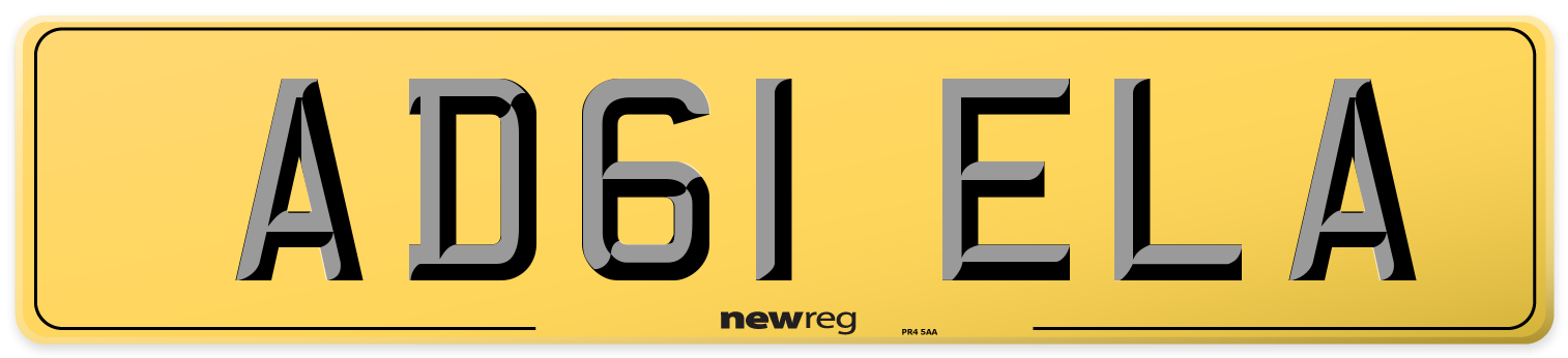 AD61 ELA Rear Number Plate