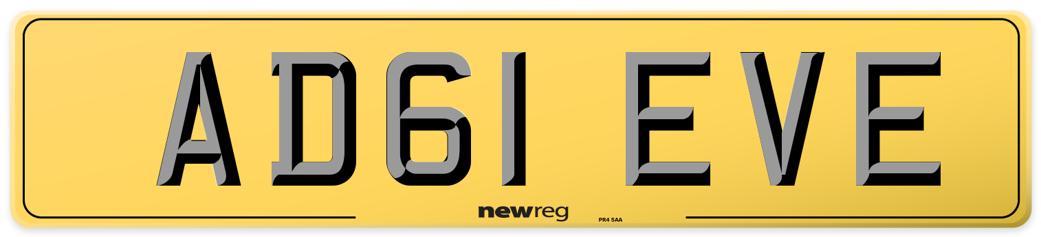 AD61 EVE Rear Number Plate
