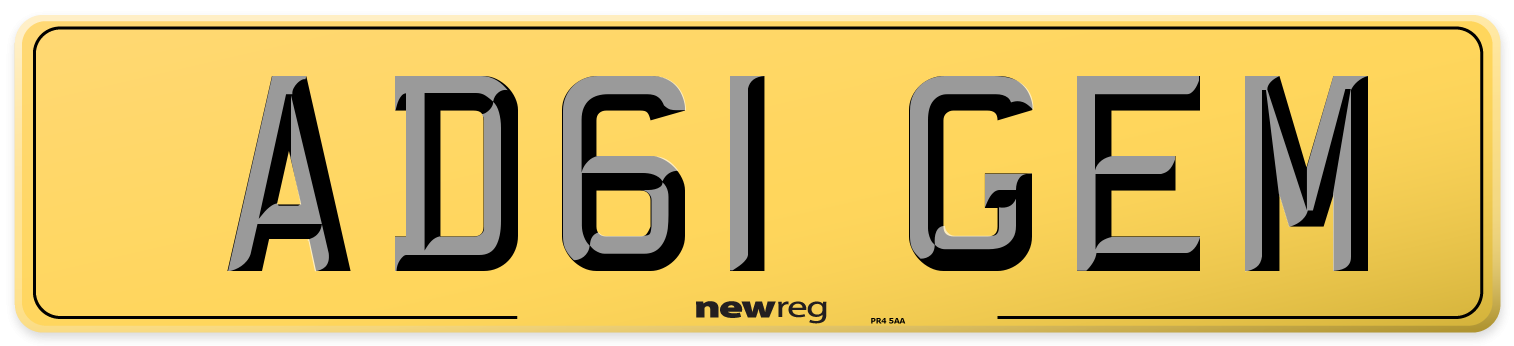 AD61 GEM Rear Number Plate