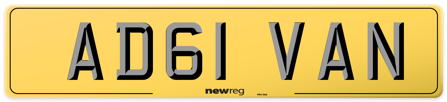 AD61 VAN Rear Number Plate