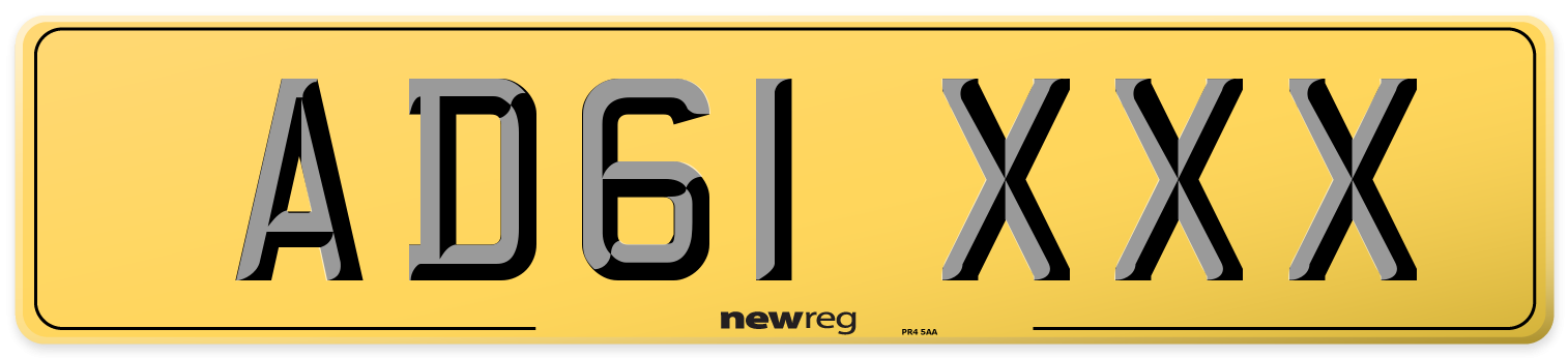 AD61 XXX Rear Number Plate