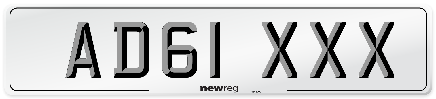 AD61 XXX Front Number Plate
