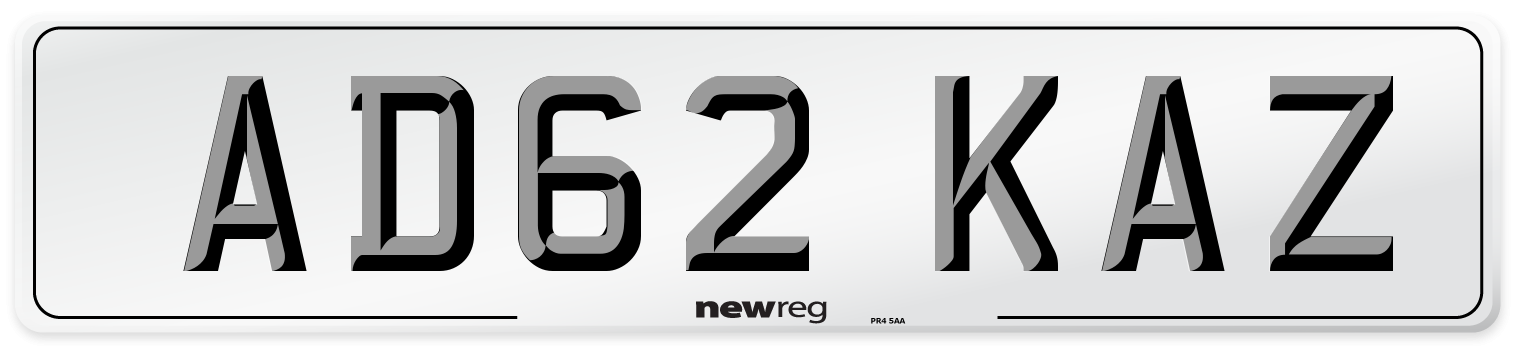AD62 KAZ Front Number Plate